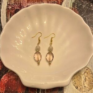 White and Pink Faceted Earrings with Elegant Design